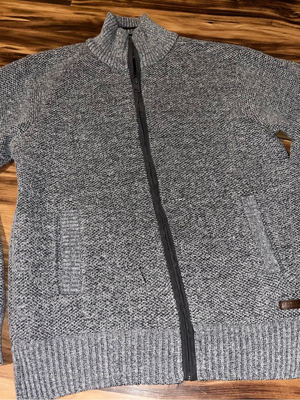 Buffalo David Bitton Gray Full-Zip Knit Sweater